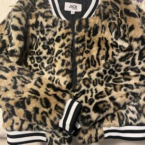 BB Dakota Faux Fur Leopard Print Jacket